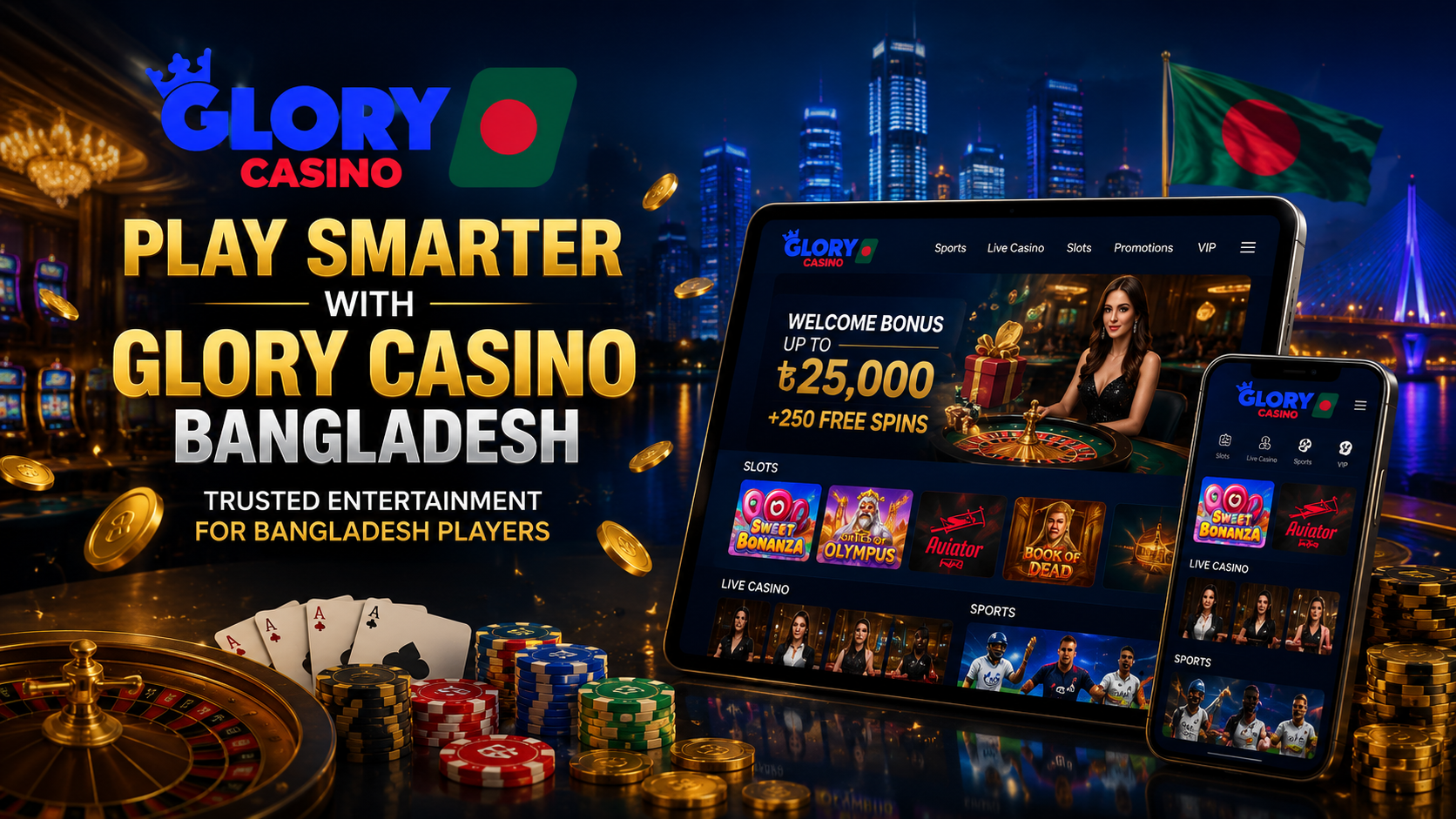 Glory Casino Bangladesh mobile casino app on Android and iOS devices